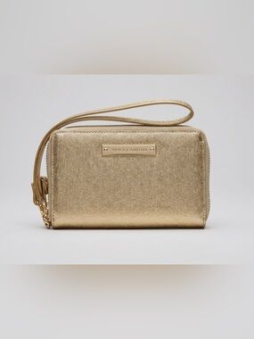 Vince Camuto Gold Metallic Wristlet Wallet | Zip Around | Textured Leather